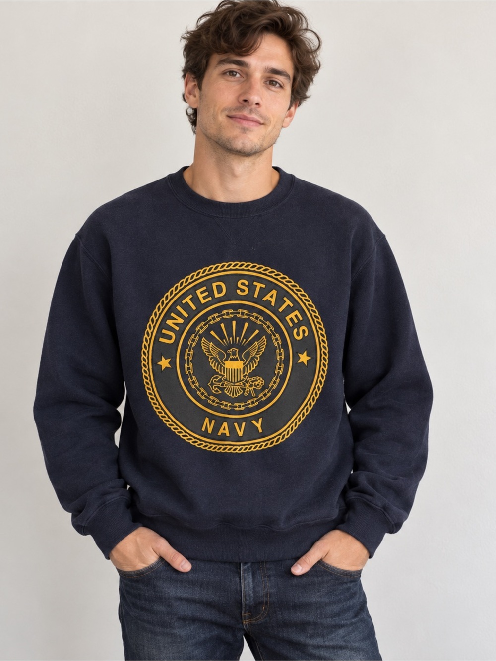 Vintage Soffe U.S. Navy Sweatshirt Small Made in USA Double-Sided